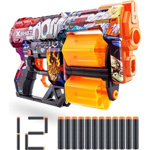 ZURU X-Shot - Skins Dread Dread Boom- Speelgoedpistool -  Inclusief 12 X-Shot pijltjes - Rood