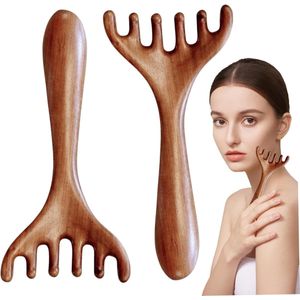 Massagekam – Massage kam - Grove Sandelhout Kam – Therapie voor Hoofdmassage Bloedsomloop Stressvermindering - 2 stuks