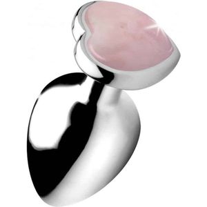 XR Brands Rose Quartz Heart - Butt Plug - Large pink