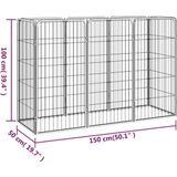 The Living Store Hondenkennel - Gepoedercoat Staal - 150x50x100 cm - Inclusief Montagehandleiding