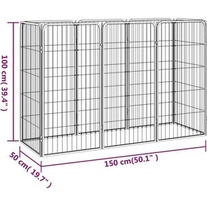 The Living Store Hondenkennel - Gepoedercoat Staal - 150x50x100 cm - Inclusief Montagehandleiding