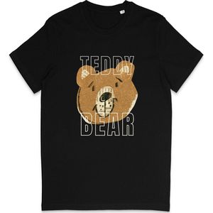 T Shirt Dames Heren - Grappige Teddy Beer Print Opdruk - Zwart - S