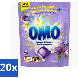 Omo - Wascapsules - Lavendel & Eucalyptus - Krachtige geur - 42 Capsules - Bulkverpakking - 20 stuks