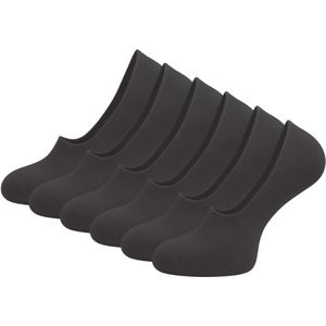 6 paar SQOTTON® Invisible sneakersokken - Footies - Siliconen hiel - Lage sneakersokken - Unisex - Zwart - Maat 35-38