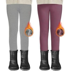 Set van 2 thermische leggings voor meisjes - Gevoerde fleece winterleggings met hoge taille
