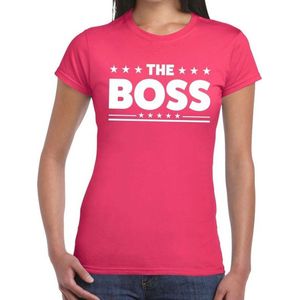 The Boss tekst t-shirt roze dames - dames shirt  The Boss XS
