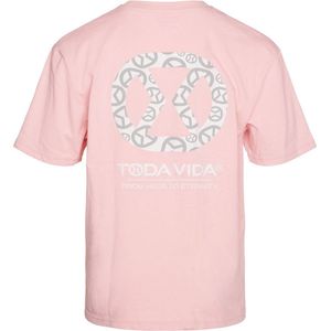 TODAVIDA - L - t-shirt logoprint - roze - 240 grams - 100% katoen