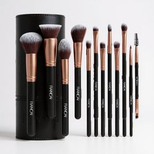 Dutchers® Luxe 12-delige Make-up Set – Make up Kwasten - Brush - Sponsje - Beauty Blender - Poeder Kwast - Kwastenset - Wenkbrauw Borstel - Powder Puff - Cadeau - Kado