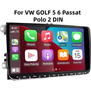 9"" Android 13 2 DIN Car Radio with CarPlay and GPS Navi for VW Golf 5/6, Passat, Polo