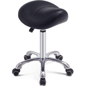 DailySupplies® Zadelkruk op Wielen - Kapperskruk Ergonomisch - Tabouret - Zwart