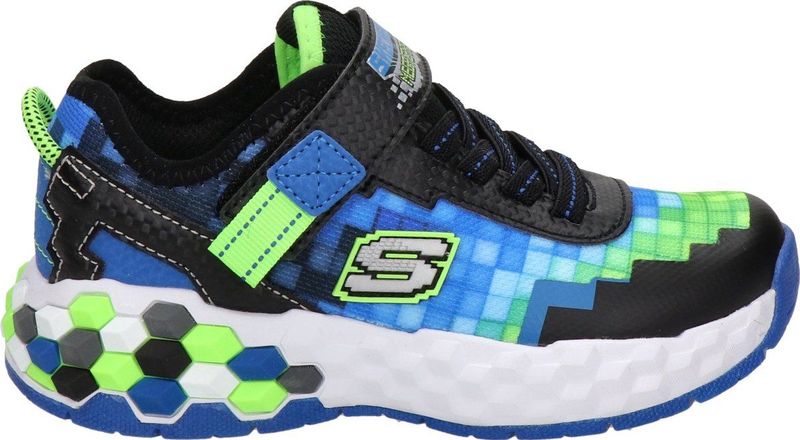 Skechers - Mega-craft 2.0 - Kindersneakers - Zwart Blauw - Textiel Synthetische Lime Trim