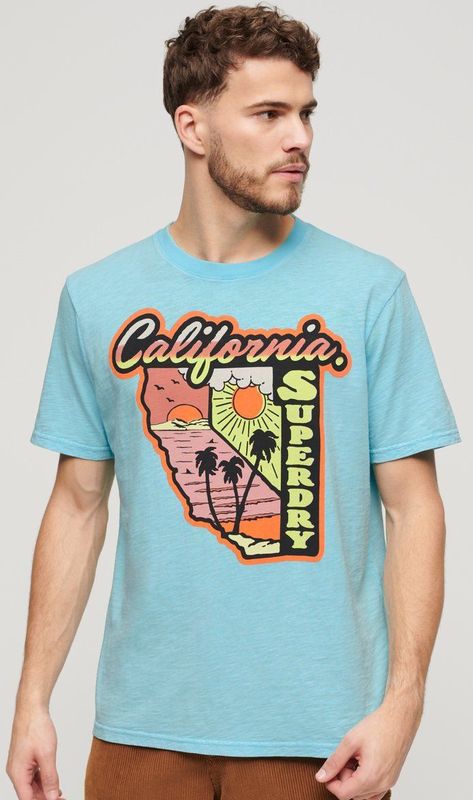 Superdry - M1011921A - T-shirt - Blauw - Katoen - Korte Mouwen