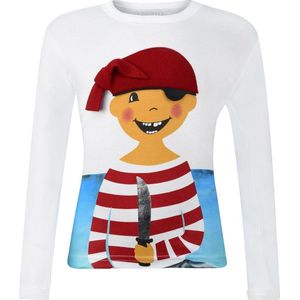 Ziegfeld T-shirt Lange Mouw Piraat Paul Jongens Katoen Wit Maat 92