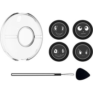 Transparante PC-beschermhoes voor Pokémon GO Plus+ accessoires + 4 cartoonknoppen pads + handriem
