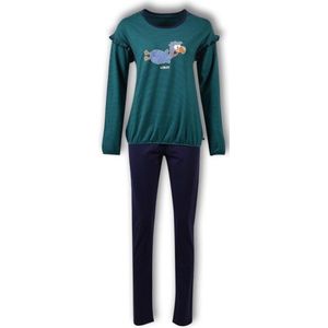 Meisjes-Dames pyjama donkerblauw-groen - maat 116