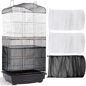 3 stuks grote verstelbare vogelkooi hoes zaad verenvanger vogelkooi nylon gaas net hoes zachte rok beschermhoes voor ronde vierkante kooi (omtrek en breedte van 78 x 15 inch)