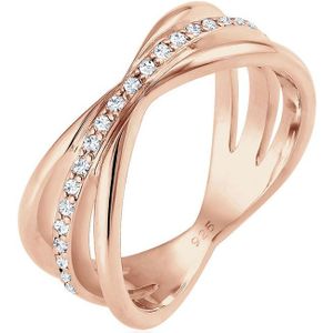 Elli PREMIUM Dames Ring Dames Ring met Kristallen in 925 Sterling Zilver Rose Goud Plated