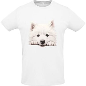 T-shirt polyester maat 10/12 jarige wit met Hondenkop Pawness nr 264