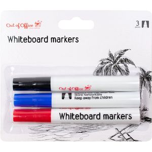 Out of Office | Whiteboard markers | 3 Stuks | Zwart | Blauw | Rood