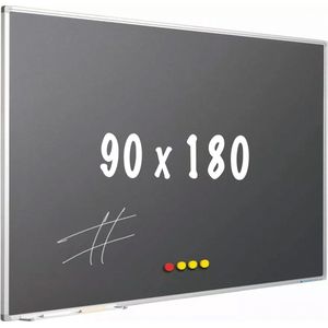 Krijtbord PRO - Magnetisch - Schoolbord - Eenvoudige montage - Geëmailleerd staal - Grijs - 90x180cm
