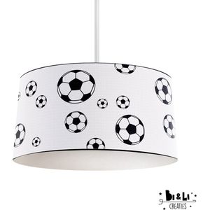 Hanglamp voetbal - kinder & babykamer - lampen - wit - zwart - kunststof - 30x25cm - excl. lichtbron