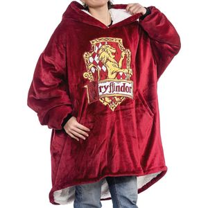 Gryffindor oversized deken hoodie - comfortabele en warme draagbare deken met capuchon en zakken in rood - perfect voor mannen en vrouwen
