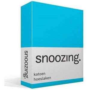 Snoozing - Katoen - Hoeslaken - Eenpersoons - 90x200 cm - Turquoise