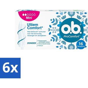 o.b. Tampons - ProComfort Mini - Voor Comfort en Makkelijke Bescherming - 16 Tampons - Voordeelverpakking - 6 stuks