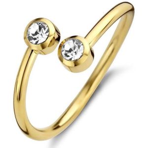CO88 Collection Ring Dames - Staal - Zirkonia - Ring Met Steen - Maat 50 - Goudkleurig - 8CR 10025-50