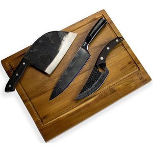 Shinrai Japan 3-delig Messenset - Premium Kwaliteit - Set met 3 Zwarte Messen en Snijplank