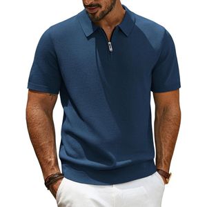 Heren Polo Shirt Korte Mouw met Rits - Casual Zomer T-Shirt