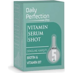 DAILY PERFECTION PRO Biotin & Vitamin B7 Serum Shot No:5 Dökülme Karşıtı 2x6 ml | 2 Ampoules | Verminderd Haaruitval | Verbeterd Gezondheid Van Het Haar | Voorkomt Haarbreuk |