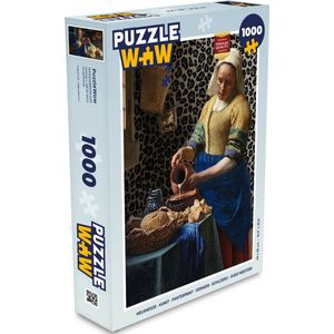 Puzzel Melkmeisje - Kunst - Panterprint - Vermeer - Schilderij - Oude meesters - Legpuzzel - Puzzel 1000 stukjes volwassenen