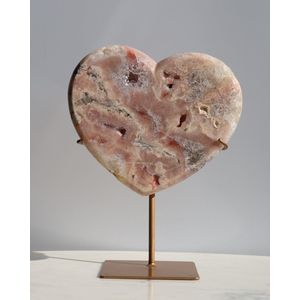 Unique Gemstones - Roze Amethist hart op standaard - Edelstenen en Mineralen - Kristallen - Spiritualiteit - Woondecoratie