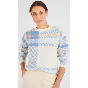 Damart - Jacquard trui met ruitmotief - Dames - Beige - XS