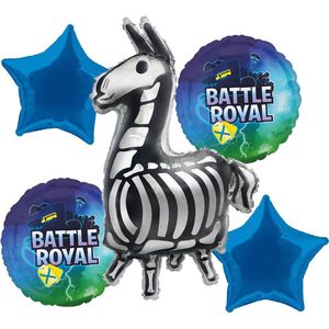 Fortnite – Battle Royale – Ballon set – 5-Delig – Helium ballon – Folieballon – Skelet - Versiering - Kinderfeest.