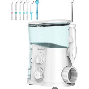 HB Nicefeel Waterflosser - Monddouche - Flosapparaat - Tandsteen Verwijderaar - 1000ml Elektrische Tandenreiniger - 7 Mondstukken Water Flosser - Wit