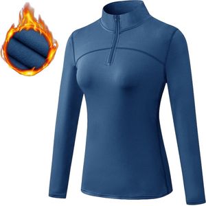 PureSquare - shirt lange mouwen - halve rits - Blauw - Maat M - buitensport - lopen - sport - fitness - yoga