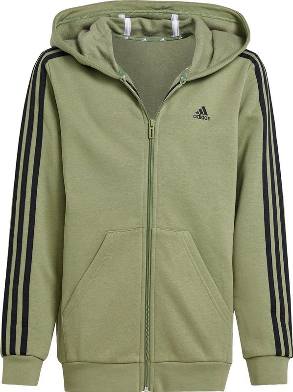 adidas Sportswear Essentials 3-Stripes Fleece Ritshoodie - Kinderen - Groen- 164