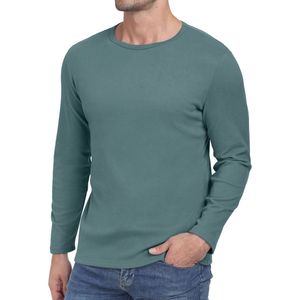 Heren Shirt Lange Mouwen Ronde Hals Basic T Thermo Onderhemd Slim Fit
