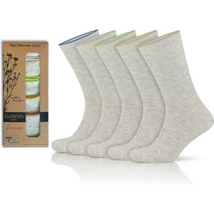 GoWith-katoen-linnen sokken-5 paar-diabetische herensokken-naadloze sokken-cadeau sokken-43-46