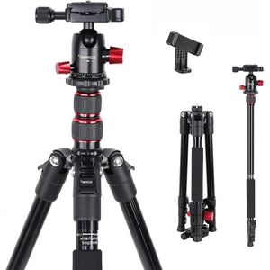 Camerastatief monopod 140 cm mobiele telefoon statief - compact aluminiumlegering reisstatief met kogelkop - inclusief statieftas