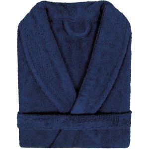 Badjas Badstof Uni Pure Royal met Shawlkraag Donker Blauw Maat S