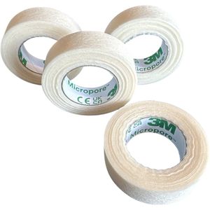 3M Micropore hypoallergene tape 1,25cmx9,1m - 4 stuks