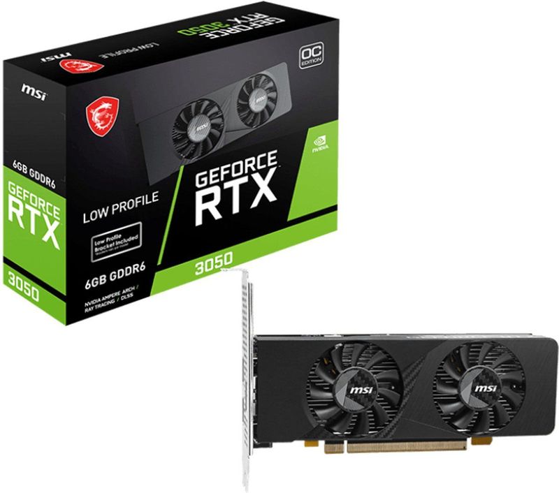 MSI RTX3050 LP E 6G OC - Videokaart - 6GB GDDR6 - HDMI DVI DP