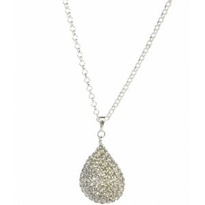 Ketting-Strass-Druppel-Zilverplating - Charme Bijoux