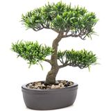 Groene Kunstplant Bonsai Boompje 32 cm In Pot - Mooie Decoratie Kunstplanten Voor Binnen