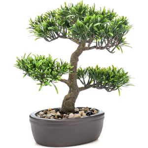 Groene Kunstplant Bonsai Boompje 32 cm In Pot - Mooie Decoratie Kunstplanten Voor Binnen