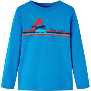 vidaXL - Kindershirt - met - lange - mouwen - 92 - kobaltblauw