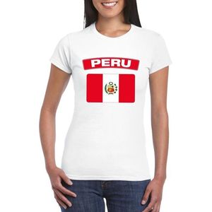 T-shirt met Peruaanse vlag wit dames XL